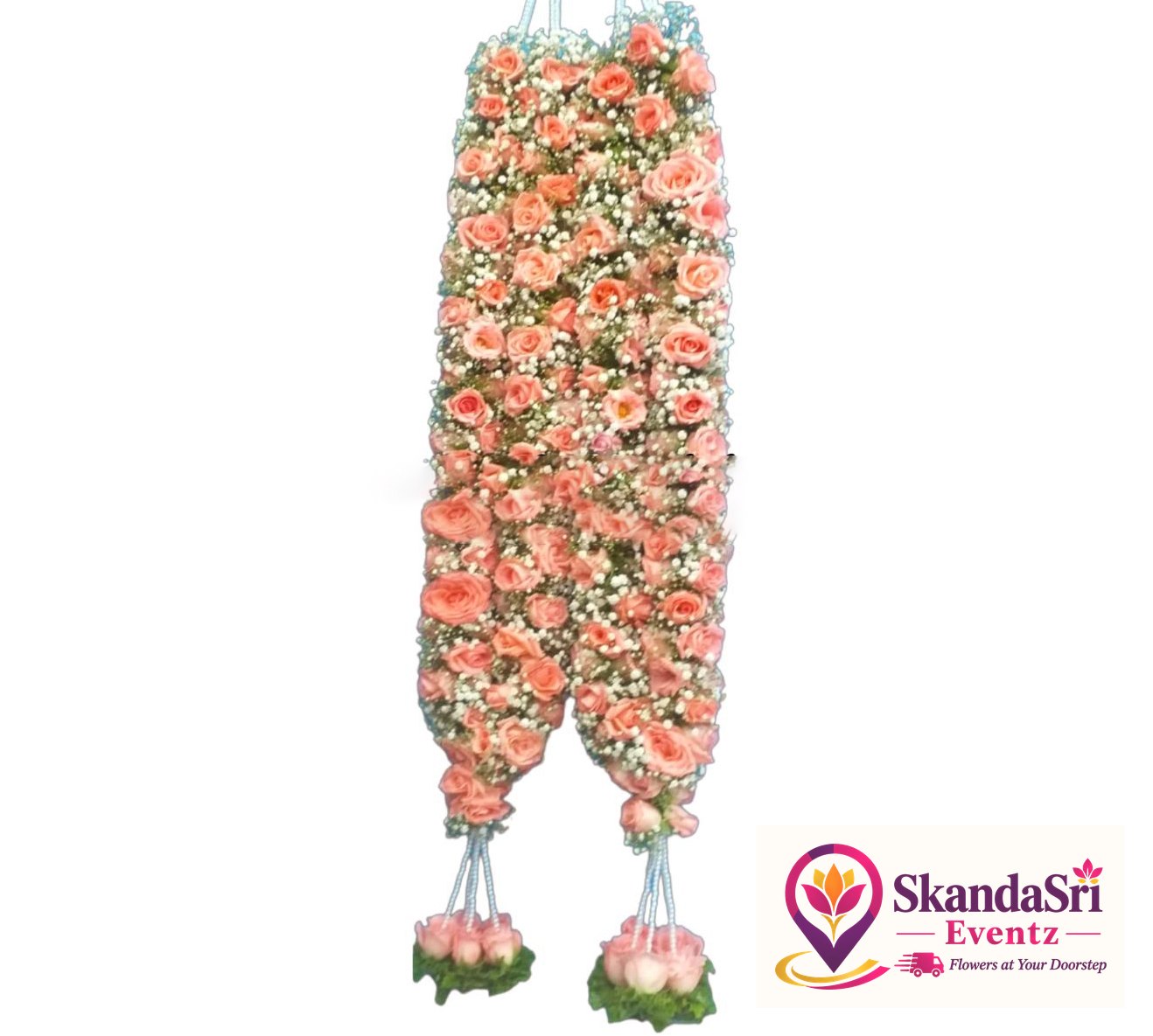 Orange Rose & Gypsophila Garland - GL003