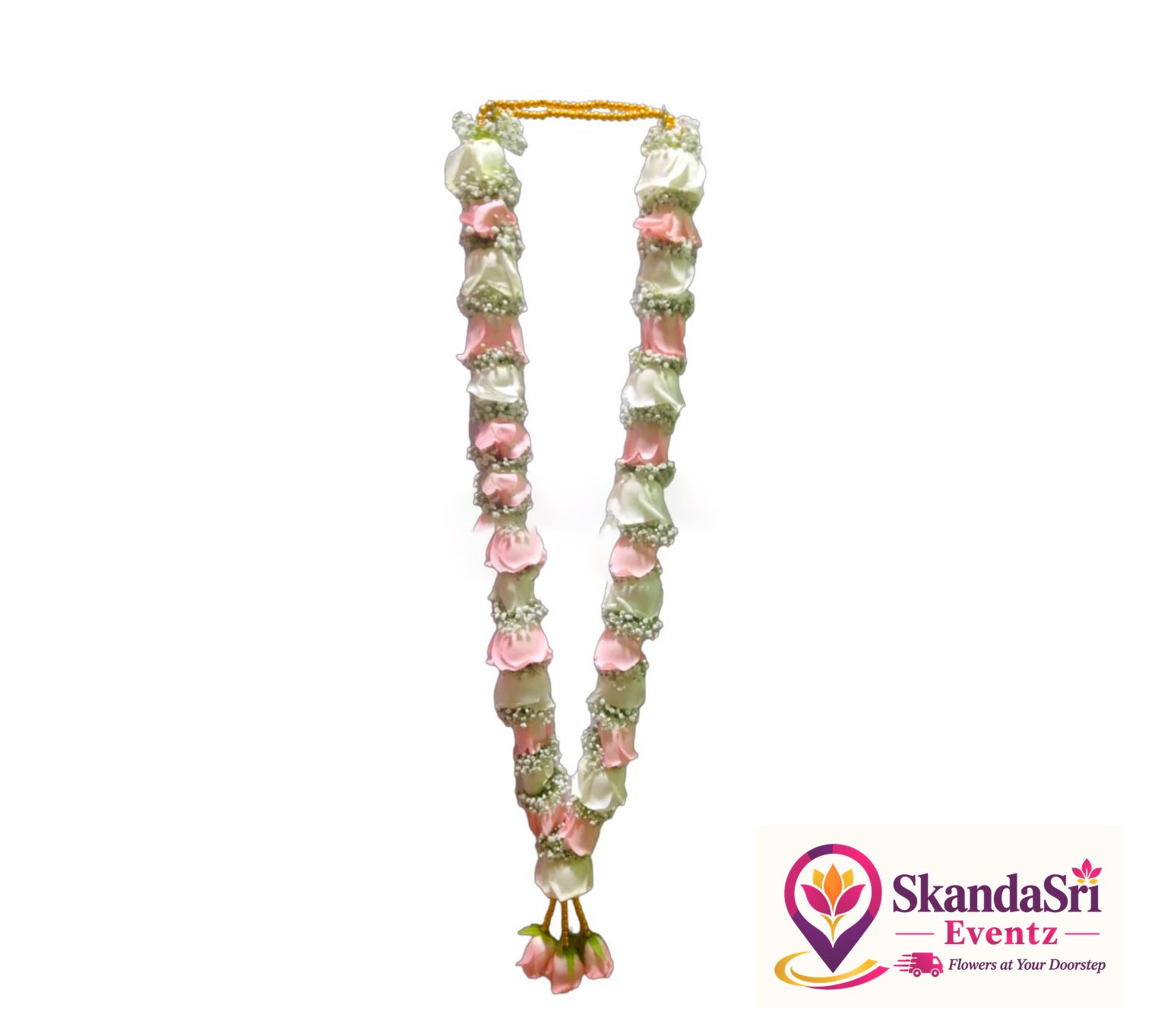 White & Pink Rose Garland - GL005