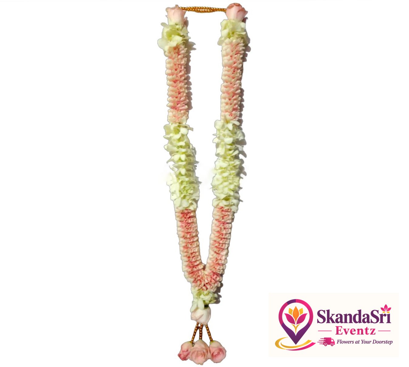 Pink , White Petal Rose Garland - GL004