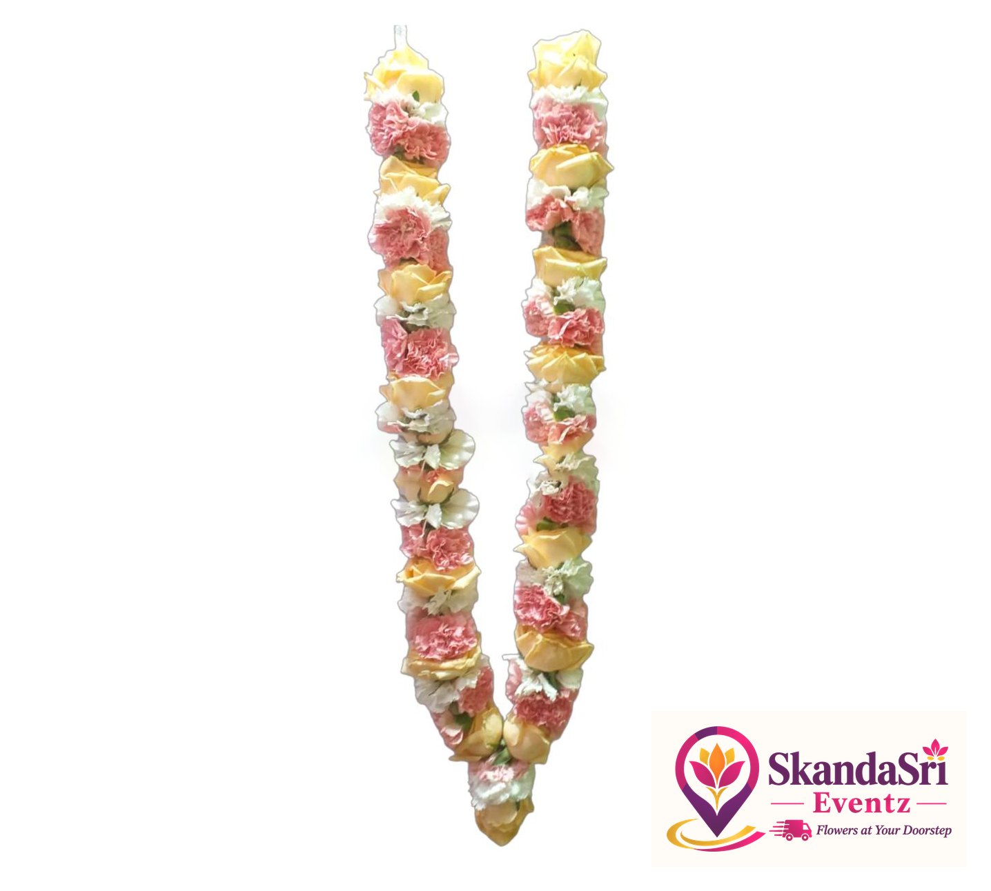 Yellow, White & Pink Rose Garland - GL008