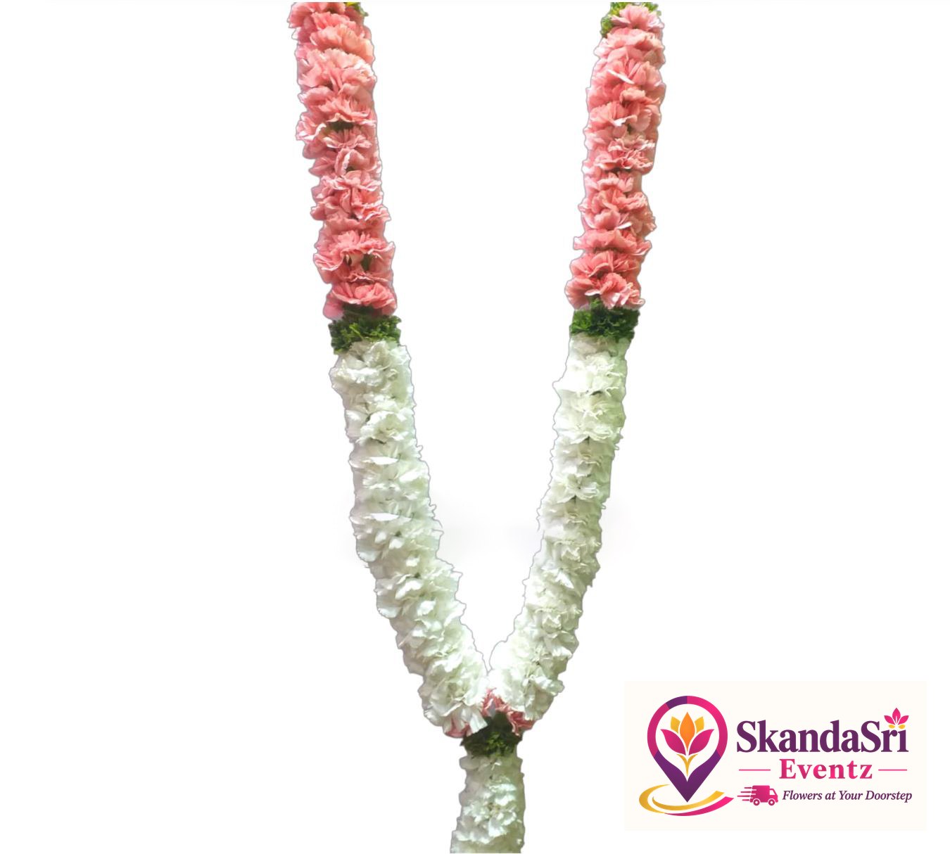 White and Pink Carnasian Garland - GL010
