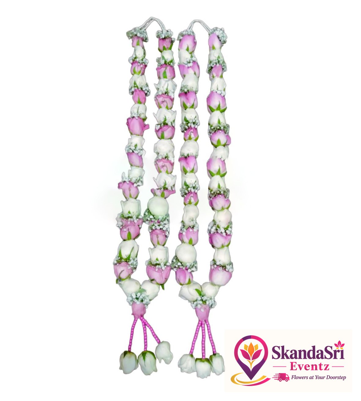 White and Light Purple Rose Garland - GL011