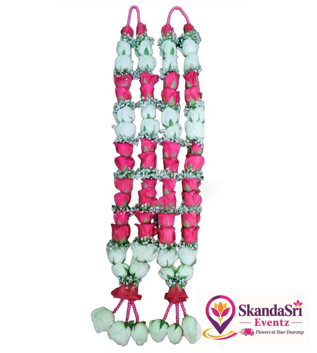Pink Rose & White Rose Garland - GL002