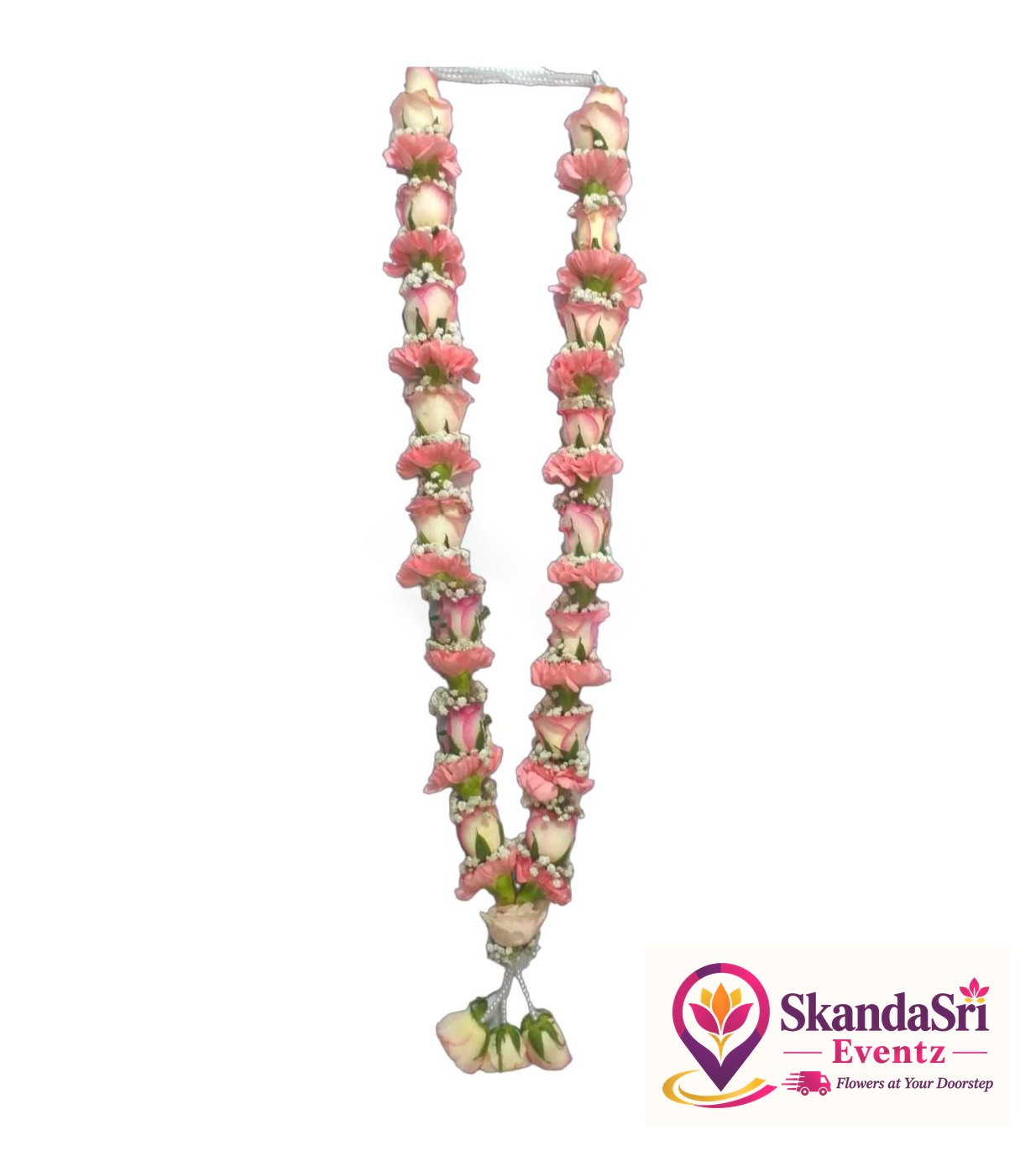 Pink Rose with Pink Carnasian Garland - GL012