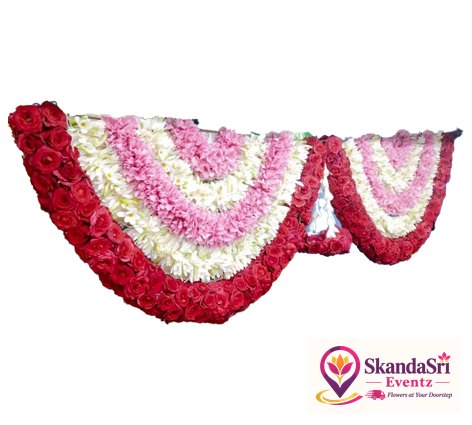 Red Rose, Tube Rose and Pink Olender Pardha - P003
