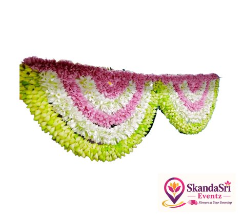 Coconut Leaf String ,Pink Oleander with Tube Rose Pardha - P002